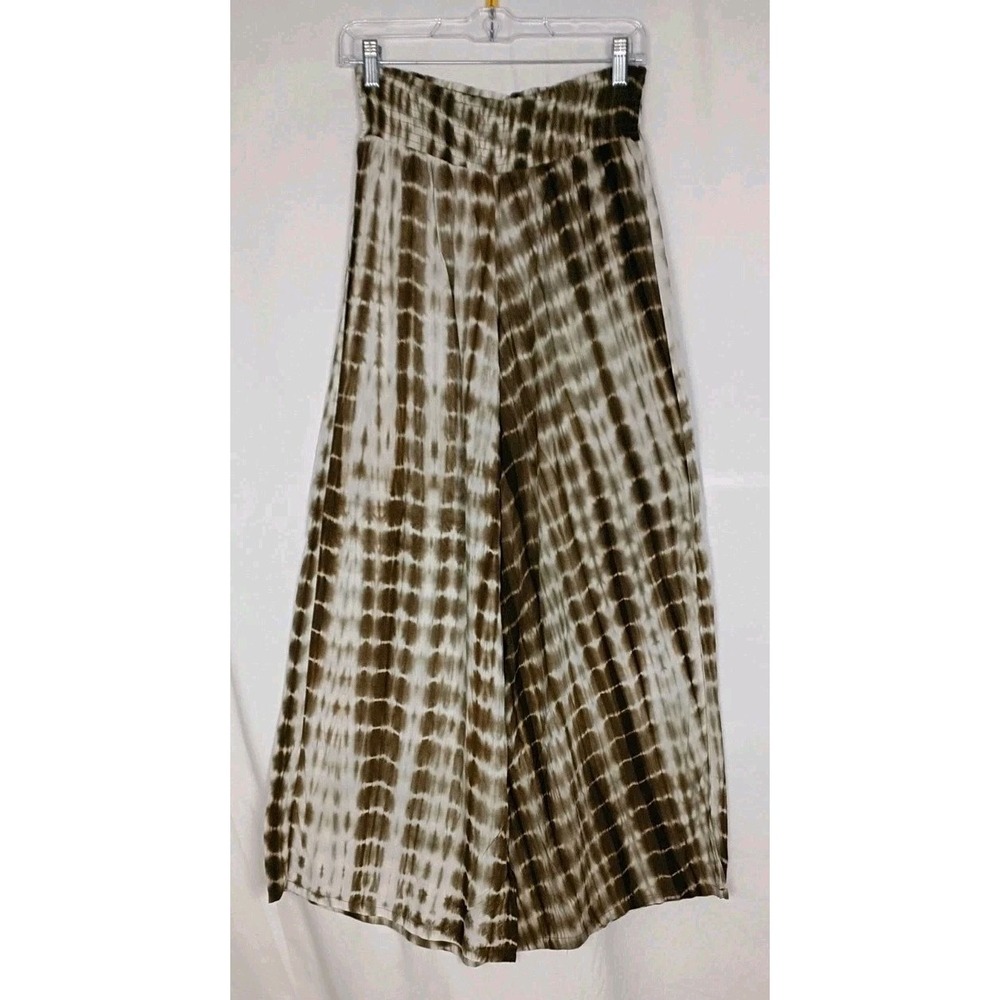 Maverick the Collection Womens Brown Tie- Dye Palazzo Pants Elastic‎ Waist M NWT
